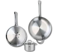 Ensemble de 2 Poêles de cuisson 28 et 32 cm et 1 faitout 14 cm Elo Profi Citrin