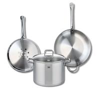 Ensemble de 2 Poêles de cuisson 28 et 32 cm et 1 faitout 26 cm Elo Profi Citrin