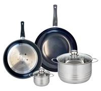 Ensemble de 2 Poêles de cuisson 28 et 32 cm et 2 faitouts 12 et 24 cm Elo Prima Brillant
