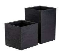 Ensemble de 2 pots de fleurs Betonique sur roulettes, 40 cm, plateau noir