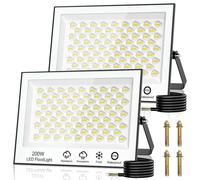 Ensemble de 2 projecteurs LED d'extérieur, 200 W, 15000 lm, 6500 K, indice de protection IP66, en aluminium