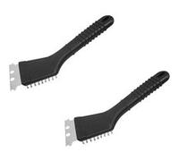 Fackelmann 9319150 Lot de brosses Barbecue et racloir plancha 2 en 1, Acier Inoxydable, Laiton et Plastique, Longueur de 22 cm, Noir