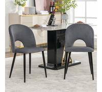 Ensemble de 2 rembourrés Chaises de salle à manger, Chaise cuisine, hors de velours avec diamanté Dossier et structure en métal, Gris Aosom France