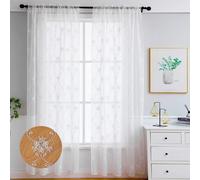Ensemble de 2 rideaux de douche transparents avec motifs floraux brodés