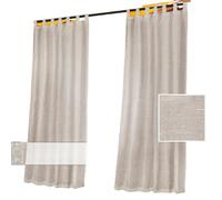 Ensemble de 2 Rideaux d'Extérieur Aspect Lin avec Pattes - Filtrage de la Lumière et Prote