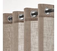 Ensemble de 2 rideaux en lin transparent, dimensions 140 x 260 cm, couleur marron foncé
