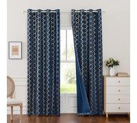 Ensemble de 2 rideaux occultants thermiques en velours, couleur bleu marine