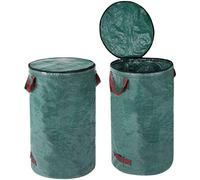Ensemble de 2 sacs pliables pour déchets de jardin Unyqoos®, avec couvercle, autoportants, en polypropylène résistant aux déchirures avec revêtement PE, et dotés de poignées de transport