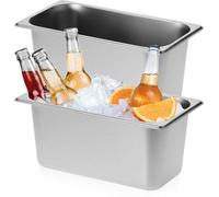 Ensemble de 2 seaux à glace en acier inoxydable Unyqoos® – 5,3 litres par seau, inoxydable et empilable, pour le refroidissement des boissons et des aliments