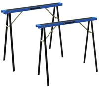 Ensemble de 2 supports de scie pliables en métal | Couleur : Bleu et noir | Dimensions : 36,5 x 99,5 x 78,5 cm