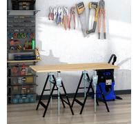 Ensemble de 2 supports de travail Sweiko, capacité de charge jusqu'à 200 kg, pliables, support pour scie, hauteur réglable de 80 à 130 cm, support en acier, support de base, support pliable, support d