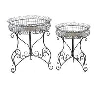 Ensemble De 2 Supports Jardinières Fer Ronds Blanc