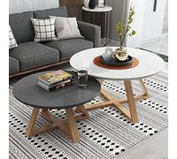 Ensemble De 2 Tables Basses Gigognes, Table D'appoint Moderne, Pieds De Table, Rangement Spacieux, Coins Arrondis avec Traverses, Pieds en Bois, Coussinets Antidérapants pour Le, C, 70+50CM