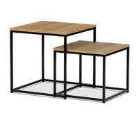 Ensemble de 2 tables basses industrielles décor chêne sauvage et métal noir Autronic (AF076OAK)