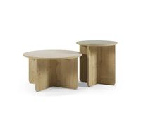 Ensemble de 2 tables basses rondes 50 et 70cm Chêne clair