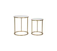 Mauro ferretti table d’appoint ronde - doré et blanc