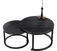 Ensemble de 2 tables basses rondes - Tables modernes pour le salon - Aspect bois noir