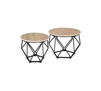 Ensemble de 2 tables basses style industriel Bois clair industriel, Chêne Sonoma