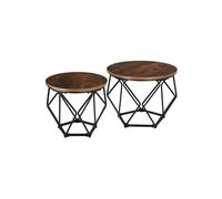 Ensemble de 2 tables basses style industriel Bois foncé industriel, rustique
