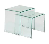 Atmosphera – Tables gigognes Lenia – Lot de 2, verre trempé transparent, pieds chromés