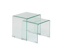 Atmosphera - Tables Gigognes Emboîtables Lenia, Lot de 2 - Verre Trempé Transparent, Pieds Chromés, L 51 x H 47 cm - pour Salon, Séjour, Entrée