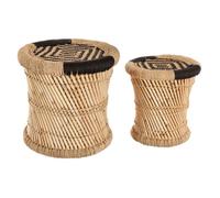 Ensemble de 2 tables d'appoint naturel en corde noir Atmosphera