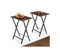 Table basse - TECTAKE - Ensemble de 2 tables d'appoint PHOENIX pliantes au style industriel en bois et acier - Bois foncé
