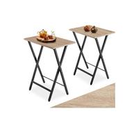 Table basse - TECTAKE - Ensemble de 2 tables d'appoint PHOENIX pliantes au style industriel en bois et acier - Bois clair/Chêne