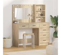 vidaXL Table de toilette coiffeuse 78.5 x 41 x 135 cm bois d'ingénierie, miroir LED