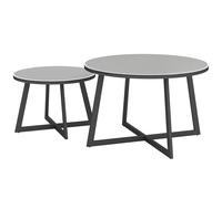 Ensemble de 2 Tables d'Extérieur Outsunny avec Plateau en Verre Trempé, Ø70x45 cm et Ø50x35 cm, Gris