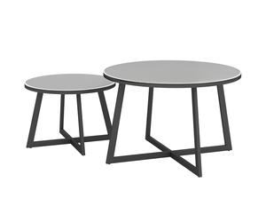 Ensemble de 2 Tables d'Extérieur Outsunny avec Plateau en Verre Trempé, Ø70x45 cm et Ø50x35 cm, Gris
