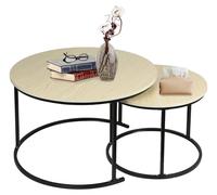 Ensemble de 2 tables rondes - Table basse et table d'appoint - Structure en métal moderne - Idéales pour le salon, la chambre, le balcon - Forme ronde - Vert armée
