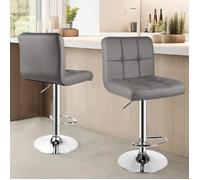Ensemble de 2 tabouret de bar Chaise de bar en cuir PU Hauteur réglable 85-115cm Tabouret pivotant. avec dossier Gris