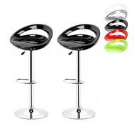Ensemble de 2 tabourets de Bar ABS avec Hauteur réglable et Rotation à 360 ° Design Moderne et Ergonomique pour comptoirs de Bar, de Cuisine et de Maison,43 * 43 * (81-101) cm (2, Noir)