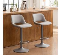 Ensemble de 2 tabourets de bar, chaises de bar, tabourets réglables en hauteur, chaises pivotantes, chaises de cuisine, tabourets de comptoir avec dossier creux, tabourets de bar hauts pour bar et cui