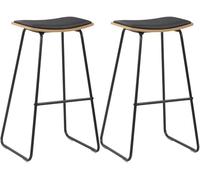 Ensemble de 2 tabourets de bar noirs en similicuir, avec dossier de haute qualité et repose-pieds, pour cuisine, comptoir, bar, restauration, pivotants, réglables en hauteur, durables, design moderne