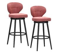 Ensemble de 2 tabourets de Bar pivotants à Hauteur de comptoir, Dossier mi-Haut en Velours Moderne avec Base en métal, îlot de Cuisine Rose et Noir