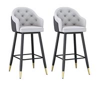 Ensemble de 2 tabourets de Bar rembourrés en PU avec Structure en métal | Ensemble de 2 tabourets de bar rembourrés en PU avec une structure métallique robuste, idéal pour les sièges de salon et de
