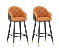 Ensemble de 2 tabourets de Bar rembourrés en PU avec Structure en métal | Ensemble de 2 tabourets de bar rembourrés en PU avec une structure métallique robuste, idéal pour les sièges de salon et de