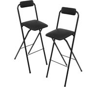 Ensemble de 2 tabourets pliants | Tabourets pliants hauts avec dossier et repose-pieds | Tabourets pliants portables, capacité jusqu'à 125 kg | Hauteur d'assise : 75 cm | Pour intérieur et extérieur, 