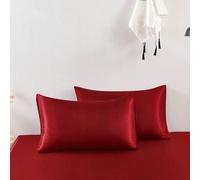 Ensemble de 2 taies d'oreiller enveloppe en satin de soie premium bordeaux, doux et respirant, résistant aux plis, doux pour les cheveux et la peau, sans rembourrage, soyeux et lisse, ultra doux et re