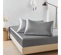 Ensemble de 2 taies d'oreiller enveloppe en satin de soie premium gris clair poussiéreux, résistantes aux plis, douces pour les cheveux et la peau, sans rembourrage, soyeuses, super douces et respiran