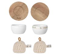 Ensemble de 2 tasses à œufs avec leurs soucoupes, en porcelaine