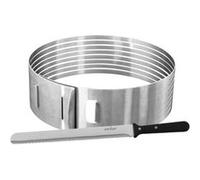 Zenker 9981650 Ensemble 2 pièces pour découpe de layer cake, ustensiles de pâtisserie, couteau de pâtisserie, cercle de découpe, trancheur de gâteaux, Acier inoxydable, Plastique, 30 cm, Diam 26/28 cm