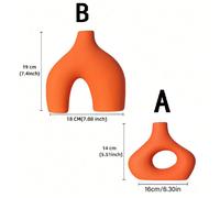 Ensemble de 2 vases en résine orange, convient pour la décoration de style bohème minimaliste moderne, vase rond mat en forme de donut, parfait pour décorer le salon, la table à manger, le bureau, la 