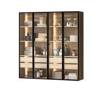 Ensemble de 2 Vitrine protégée de la poussière, Armoire de salle de bain, Éclairage LED intégré,avec bandeau lumineux,148 x36x155