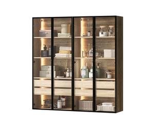 Ensemble de 2 Vitrine protégée de la poussière, Armoire de salle de bain, Éclairage LED intégré,avec bandeau lumineux,148 x36x155