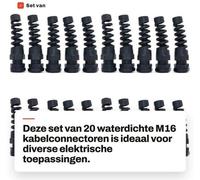 Ensemble de 20 connecteurs M16 étanches avec serre-câbles