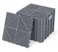 Ensemble de 20 dalles de garage grises, interlocking, de 40x40x1,8 cm, antidérapantes
