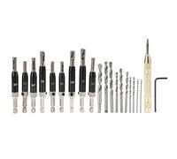 Ensemble de 22 forets pour charnières, kit d’outils de perçage de trous de verrouillage auto-centrant avec clé hexagonale et pointe à centrage, gabarit de perçage pour charnières